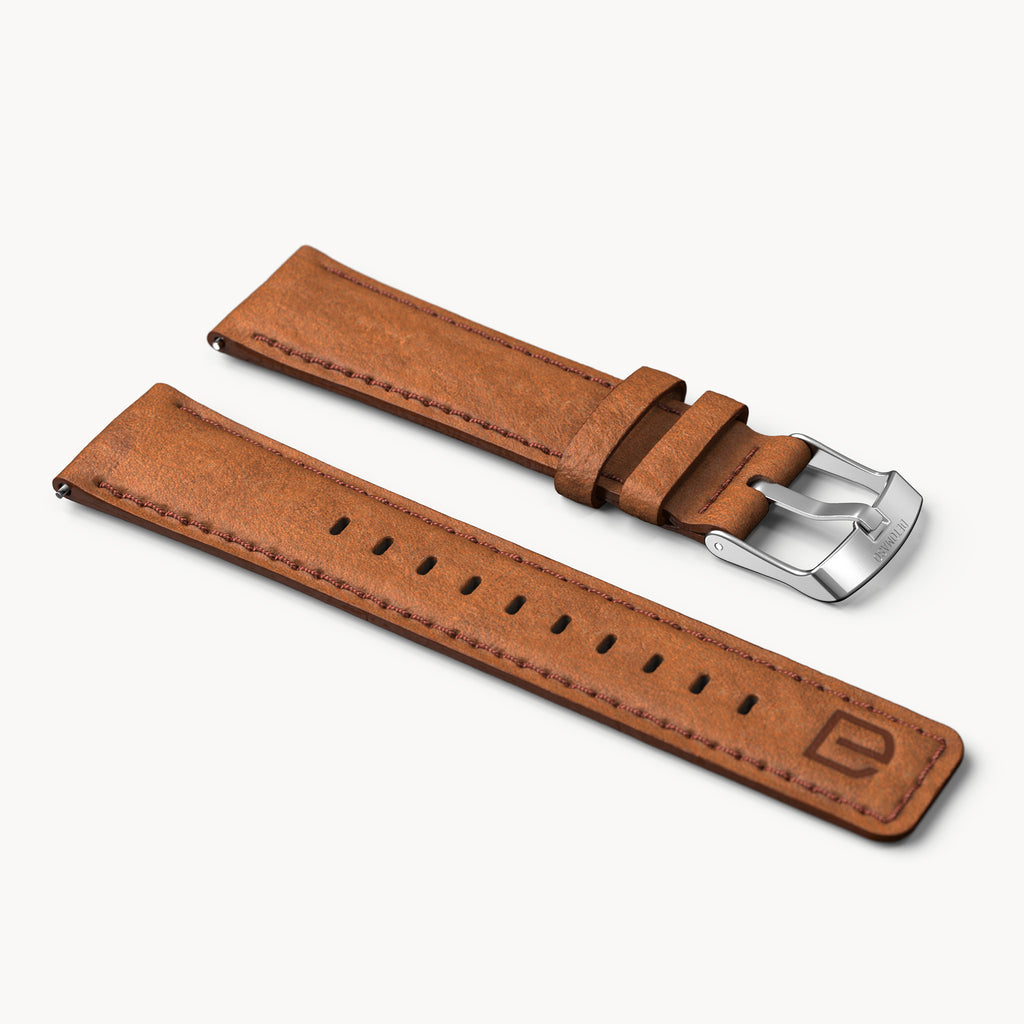 LEATHER STRAP BROWN CLASSIC - Silber matt gebürst - - Detomaso Watches