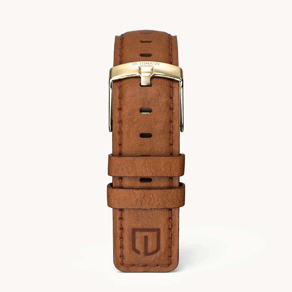 LEATHER STRAP BROWN CLASSIC - Gold glänzend - - Detomaso Watches
