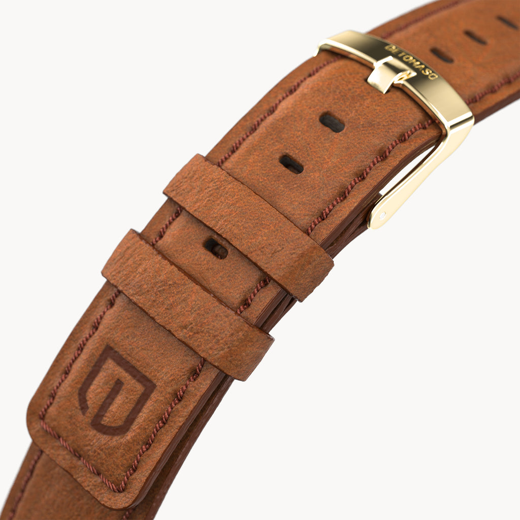 LEATHER STRAP BROWN CLASSIC - Gold glänzend - - Detomaso Watches