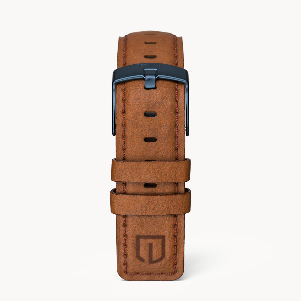 LEATHER STRAP BROWN CLASSIC - Dunkelblau matt geb - - Detomaso Watches