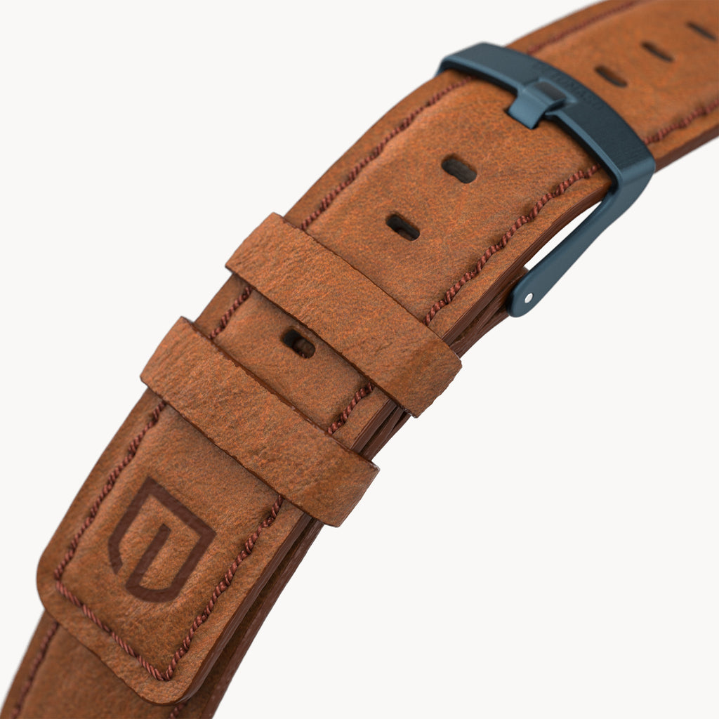 LEATHER STRAP BROWN CLASSIC - Dunkelblau matt geb - - Detomaso Watches
