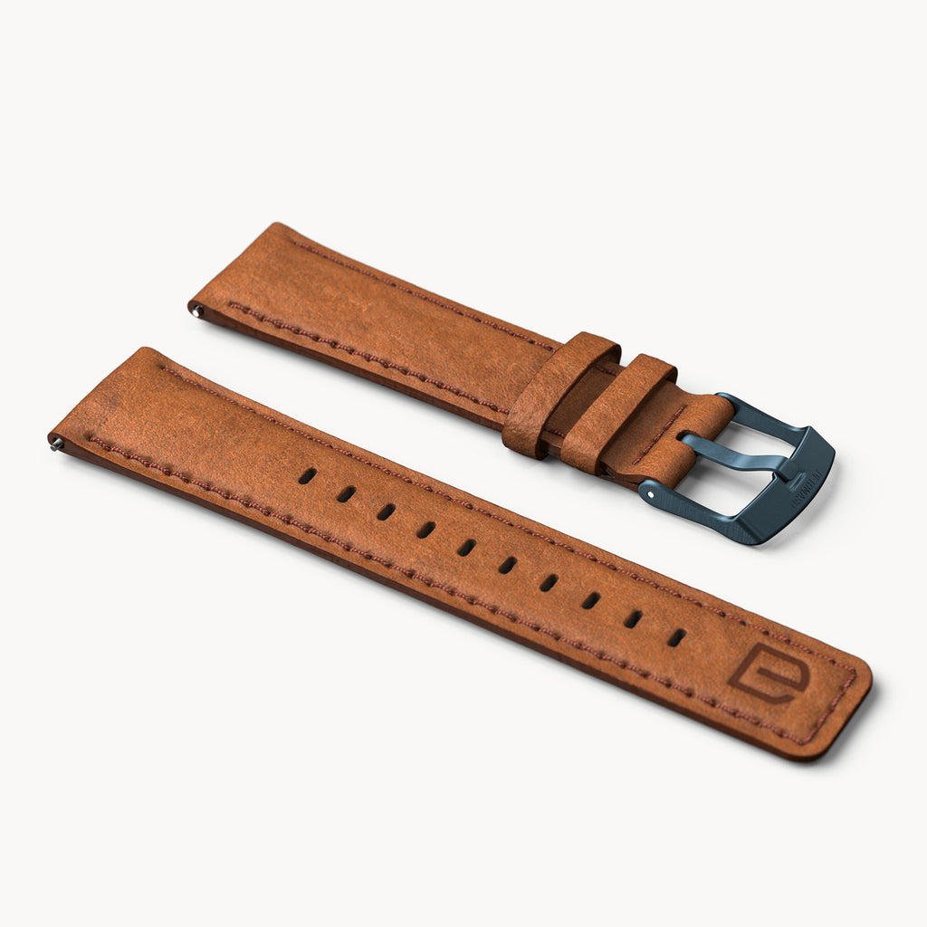 LEATHER STRAP BROWN CLASSIC - Dunkelblau matt geb - - Detomaso Watches
