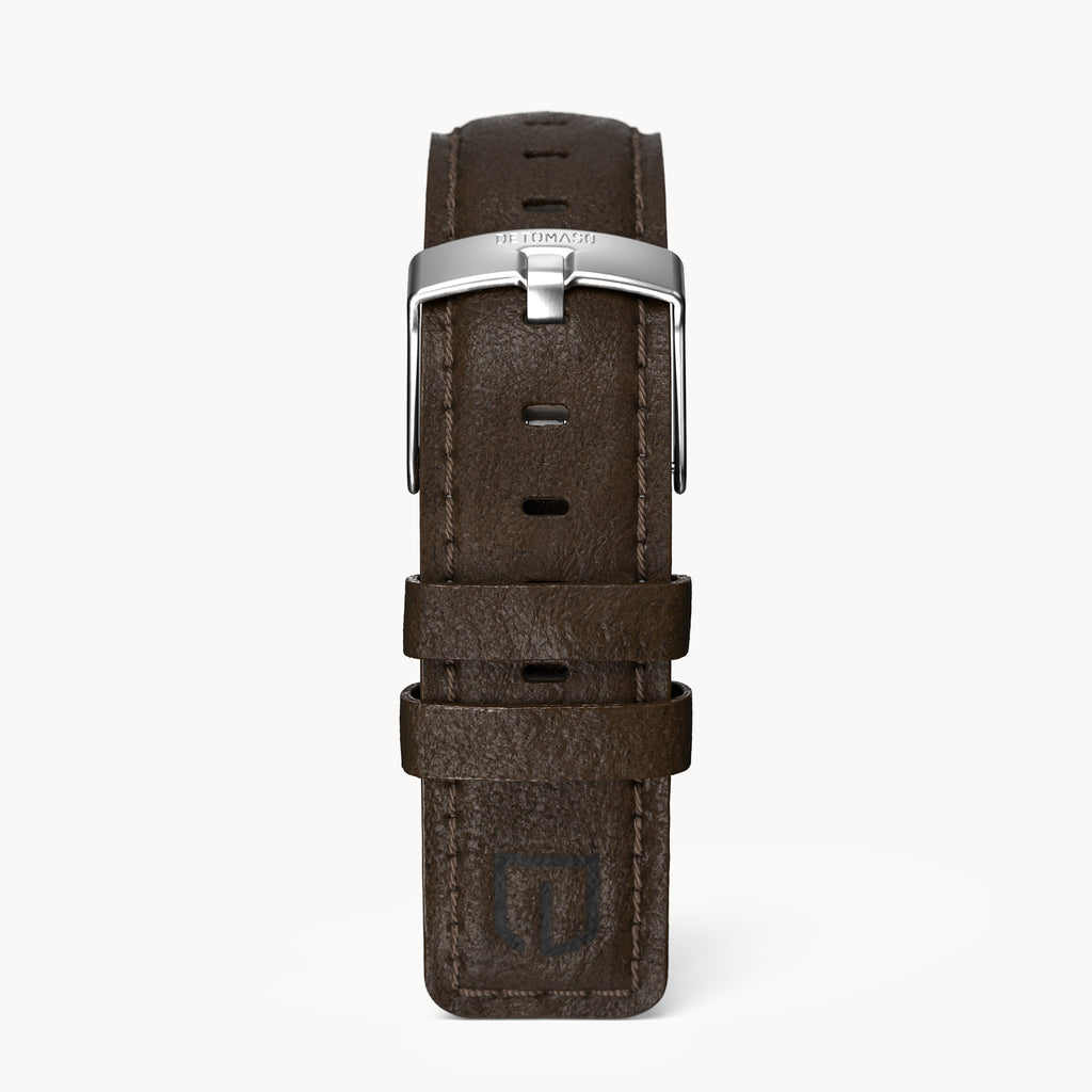 LEATHER STRAP DARK BROWN CLASSIC - Silber matt - - Detomaso Watches