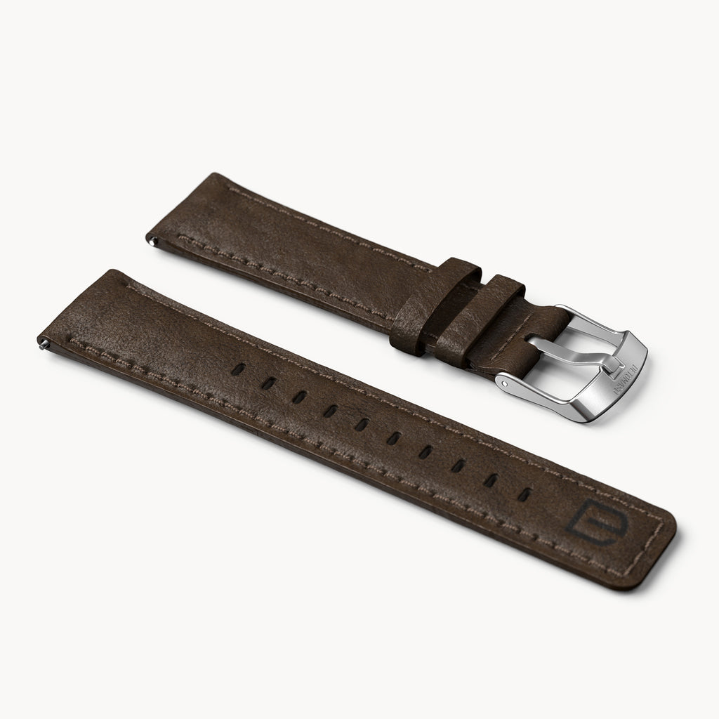 LEATHER STRAP DARK BROWN CLASSIC - Silber matt - - Detomaso Watches