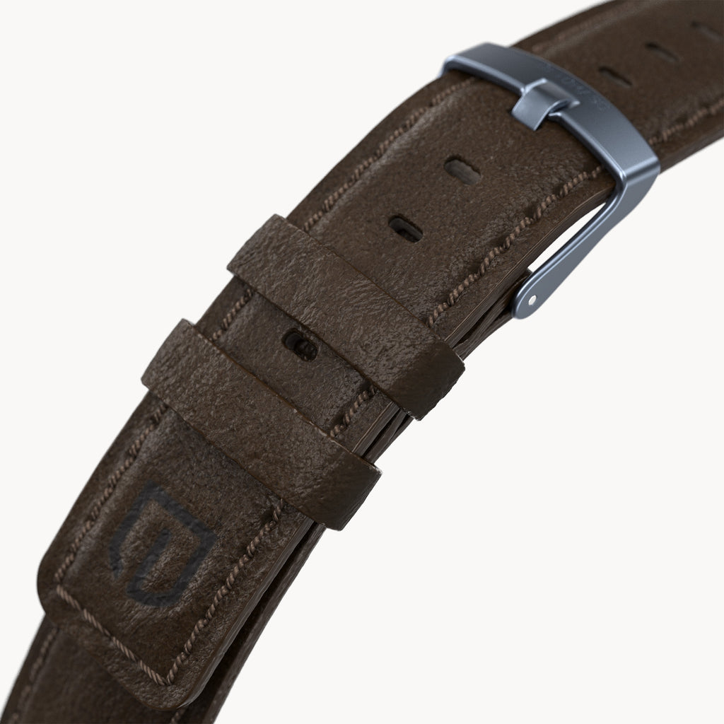 LEATHER STRAP DARK BROWN CLASSIC - Blau matt - - Detomaso Watches