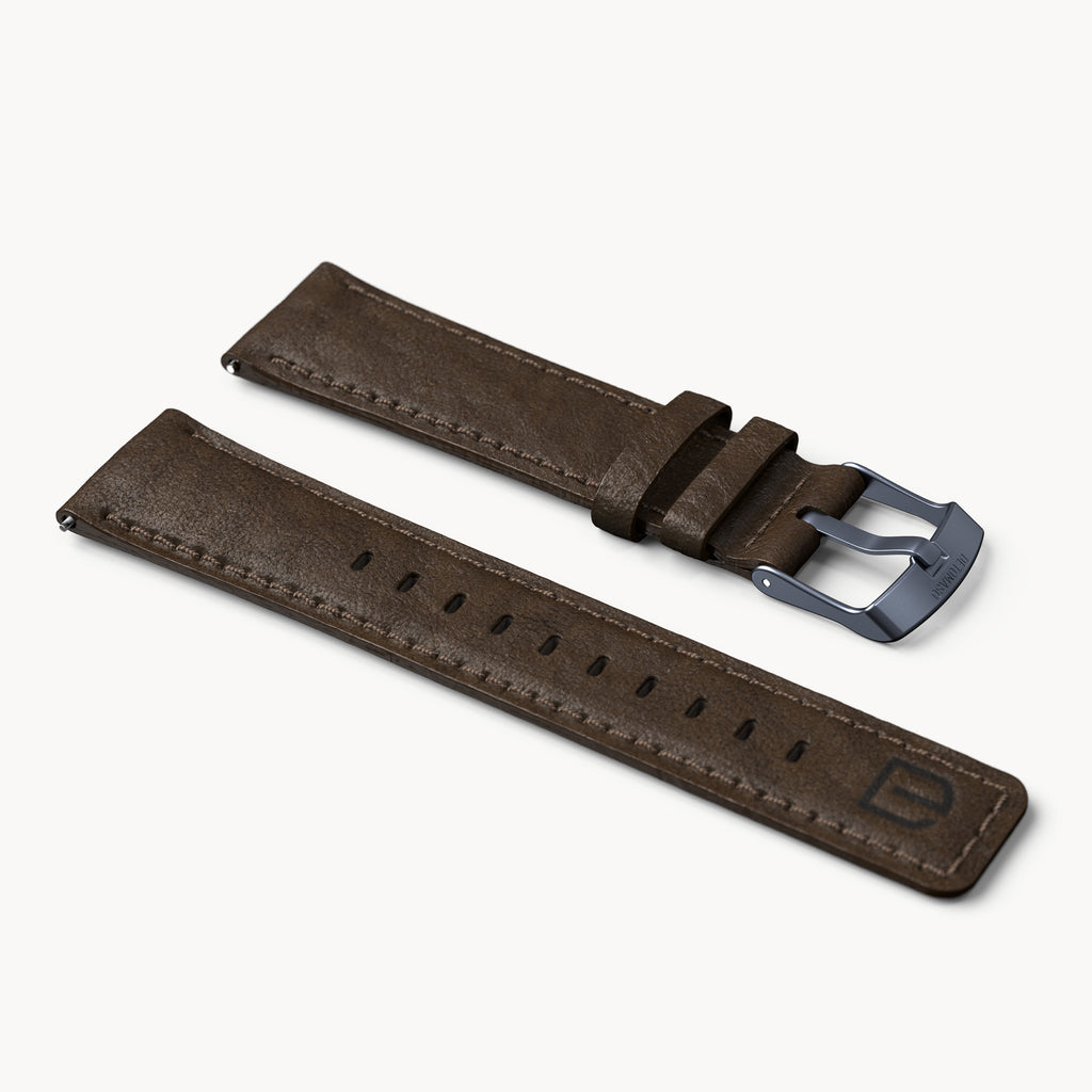 LEATHER STRAP DARK BROWN CLASSIC - Blau matt - - Detomaso Watches