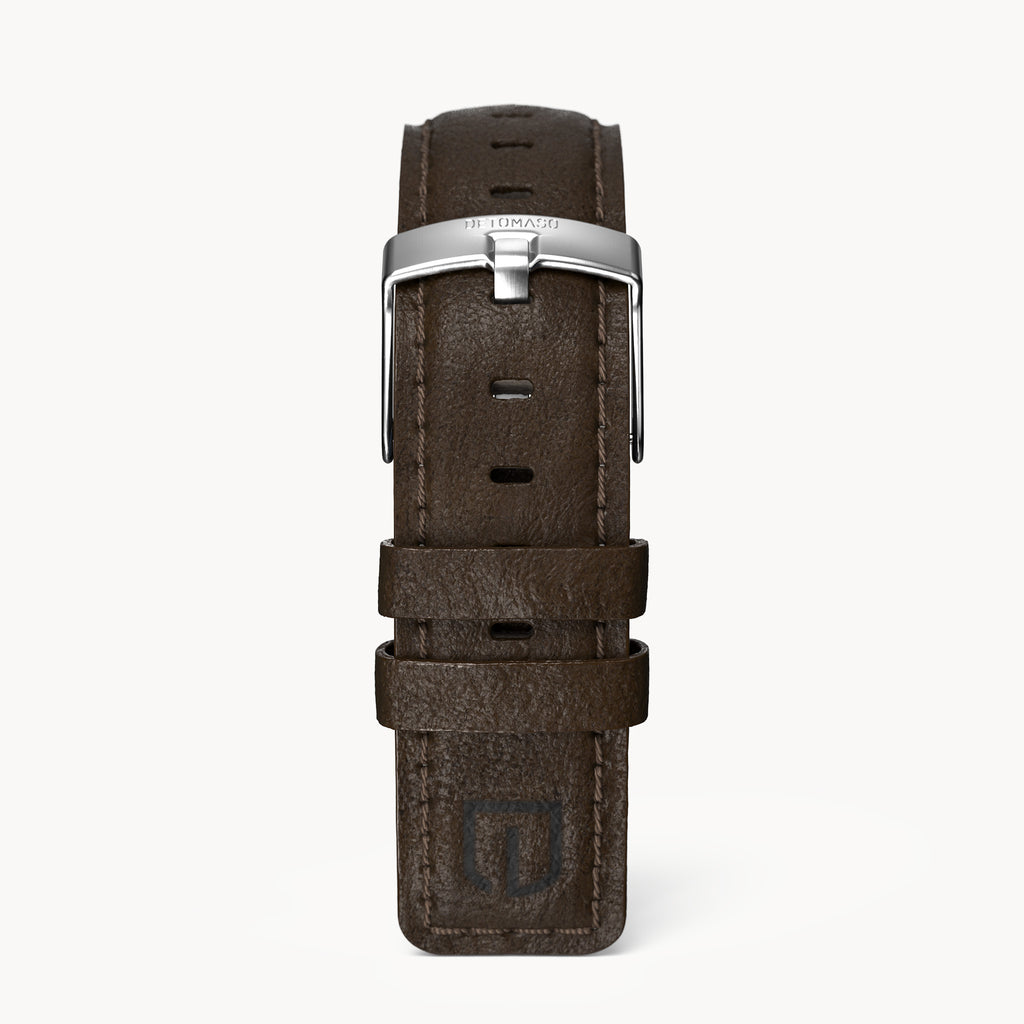 LEATHER STRAP DARK BROWN CLASSIC - Silber matt ge - - Detomaso Watches