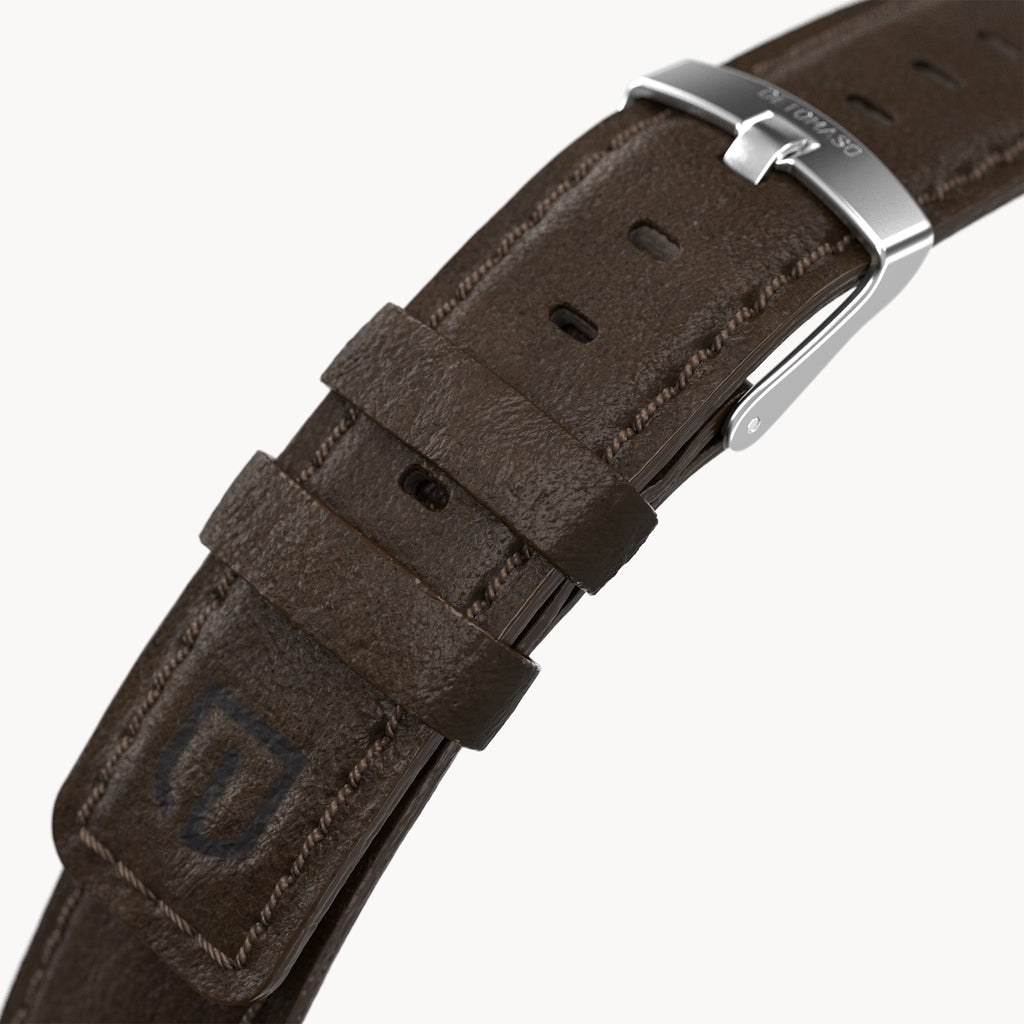 LEATHER STRAP DARK BROWN CLASSIC - Silber matt ge - - Detomaso Watches