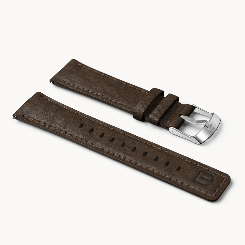 LEATHER STRAP DARK BROWN CLASSIC - Silber matt ge - - Detomaso Watches