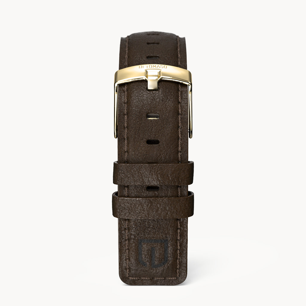 LEATHER STRAP DARK BROWN CLASSIC - Gold glänzend - - Detomaso Watches