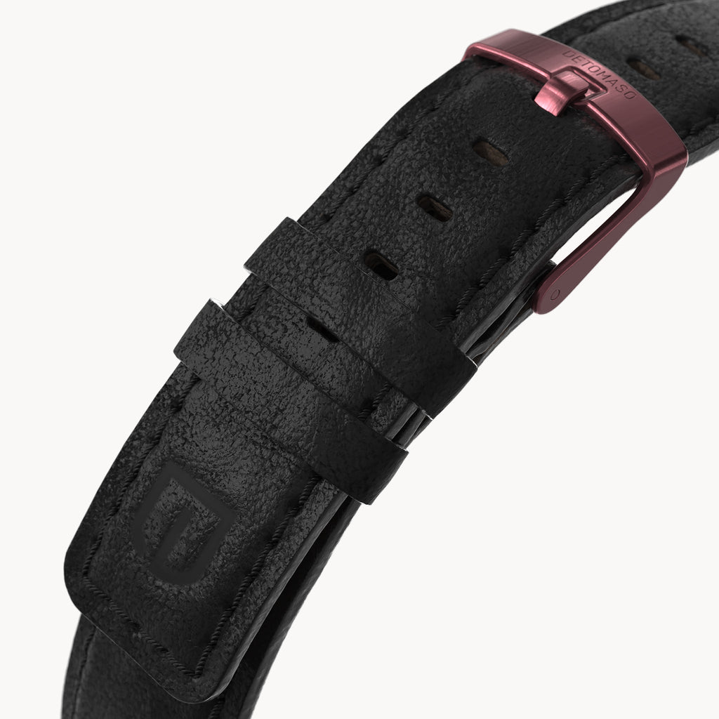 LEATHER STRAP BLACK CLASSIC - Burgundy matt gebür - - Detomaso Watches