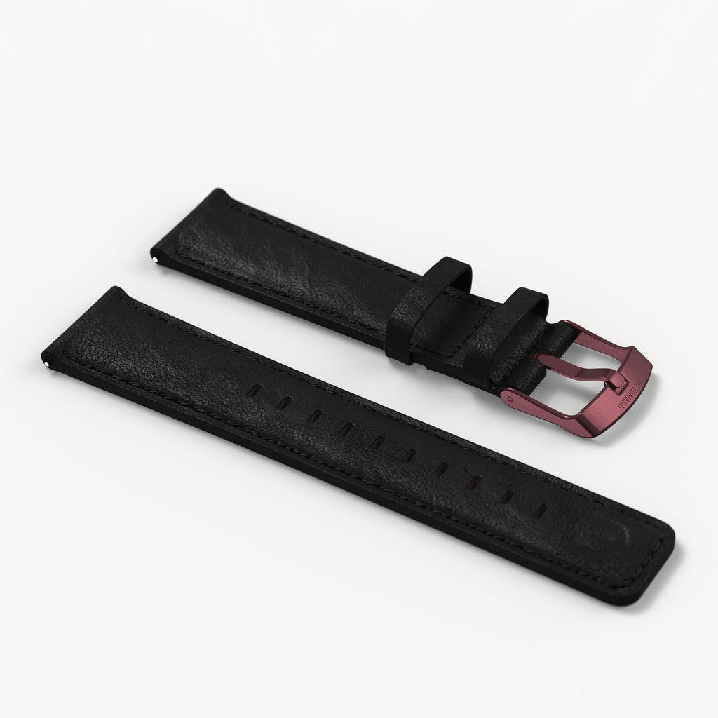 LEATHER STRAP BLACK CLASSIC - Burgundy matt gebür - - Detomaso Watches