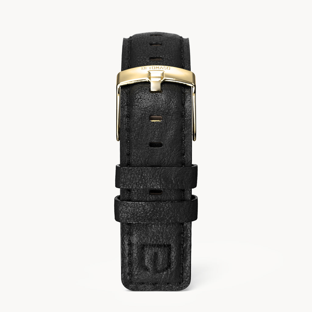 LEATHER STRAP BLACK CLASSIC - Gold glänzend - - Detomaso Watches