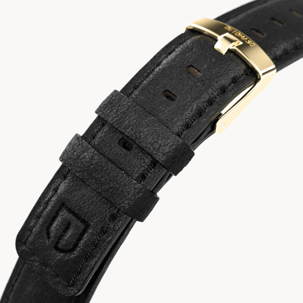 LEATHER STRAP BLACK CLASSIC - Gold glänzend - - Detomaso Watches