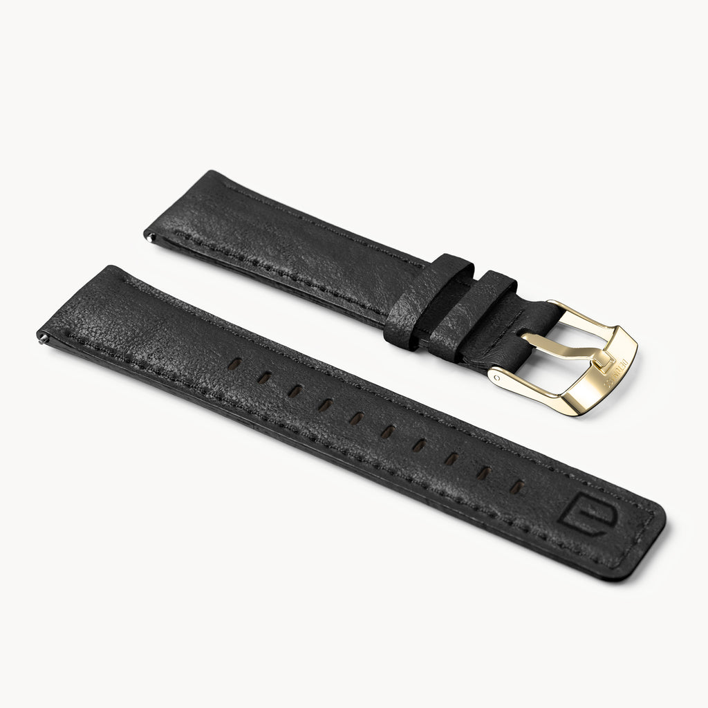 LEATHER STRAP BLACK CLASSIC - Gold glänzend - - Detomaso Watches