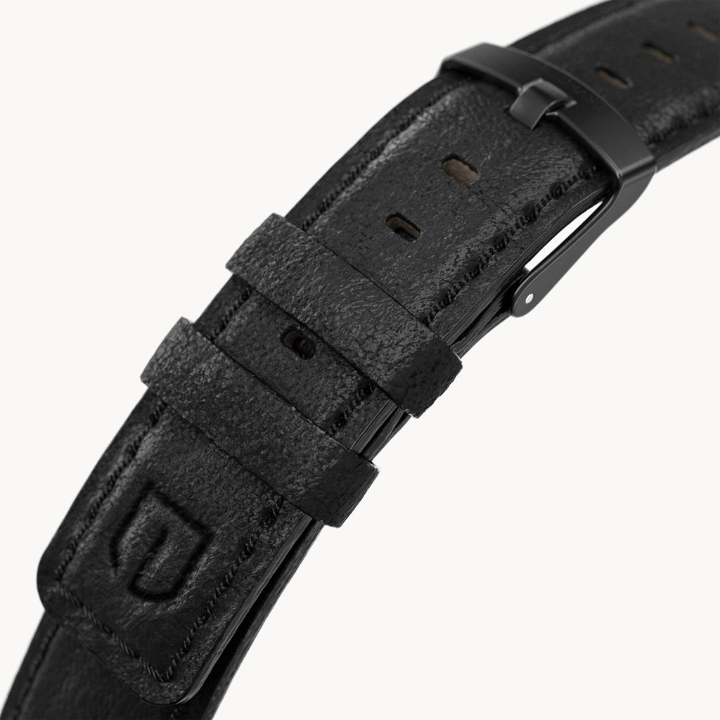 LEATHER STRAP BLACK CLASSIC - Schwarz matt gebürs - - Detomaso Watches