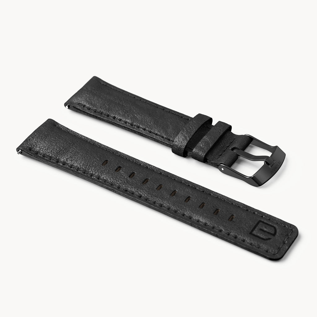 LEATHER STRAP BLACK CLASSIC - Schwarz matt gebürs - - Detomaso Watches