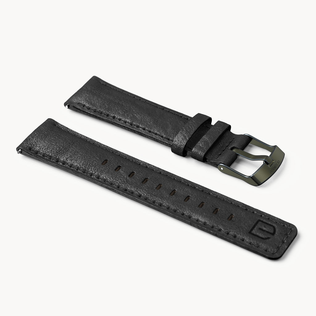 LEATHER STRAP BLACK CLASSIC - Olivgrün matt gebür - - Detomaso Watches
