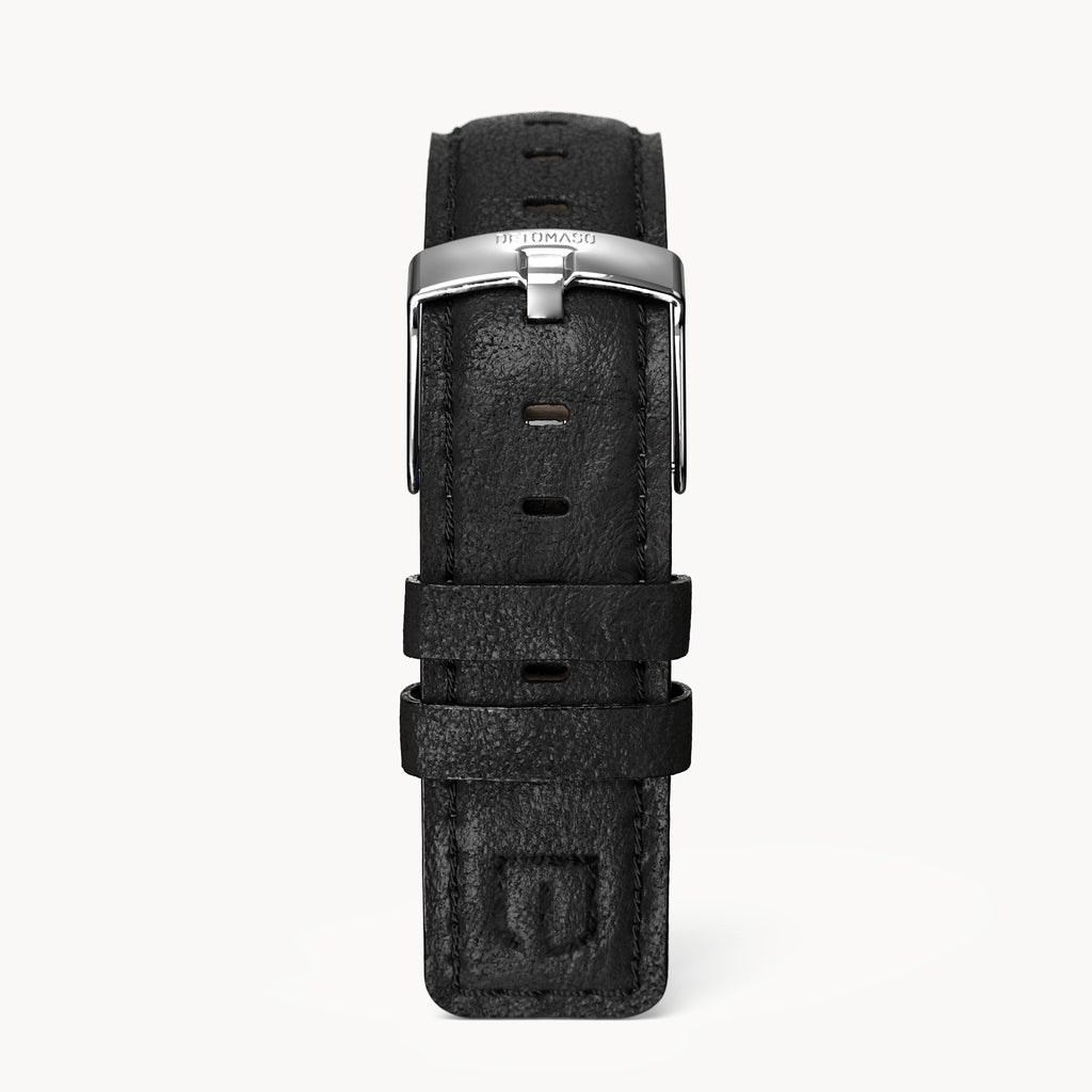 LEATHER STRAP BLACK CLASSIC - Silber glänzend - - Detomaso Watches