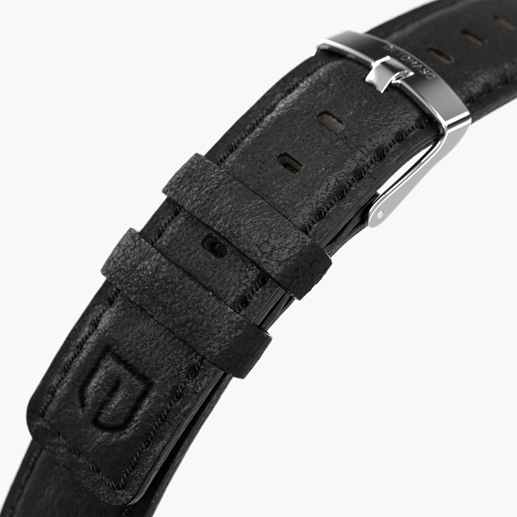 LEATHER STRAP BLACK CLASSIC - Silber glänzend - - Detomaso Watches