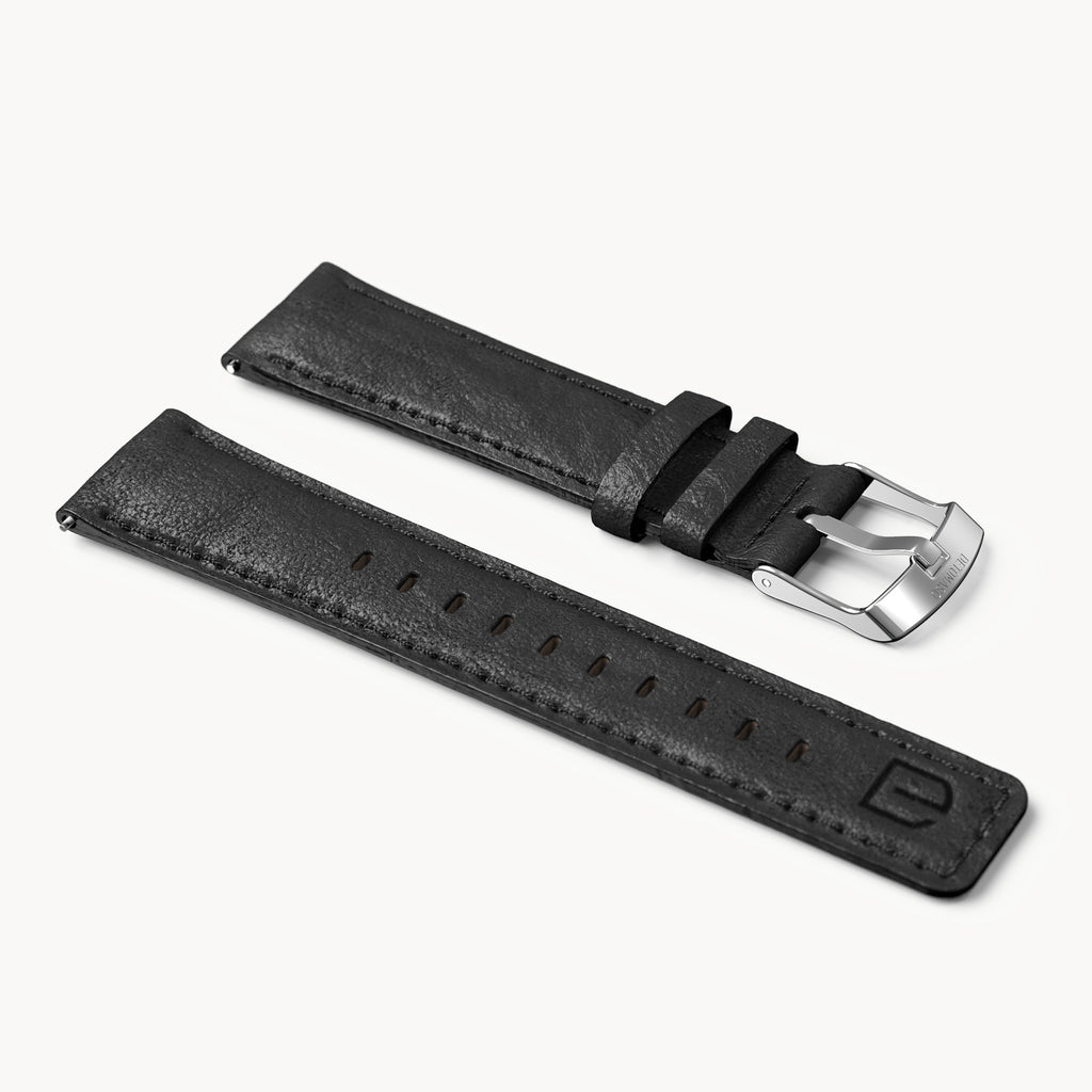 LEATHER STRAP BLACK CLASSIC - Silber glänzend - - Detomaso Watches