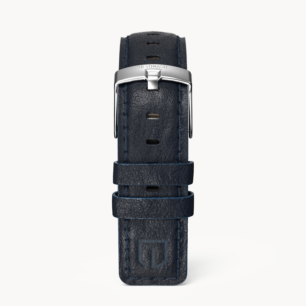LEATHER STRAP DARK BLUE CLASSIC - Silber matt geb - - Detomaso Watches