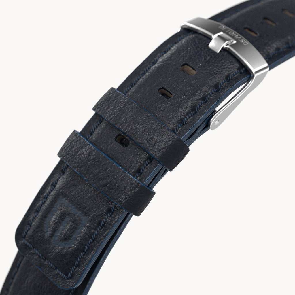 LEATHER STRAP DARK BLUE CLASSIC - Silber matt geb - - Detomaso Watches