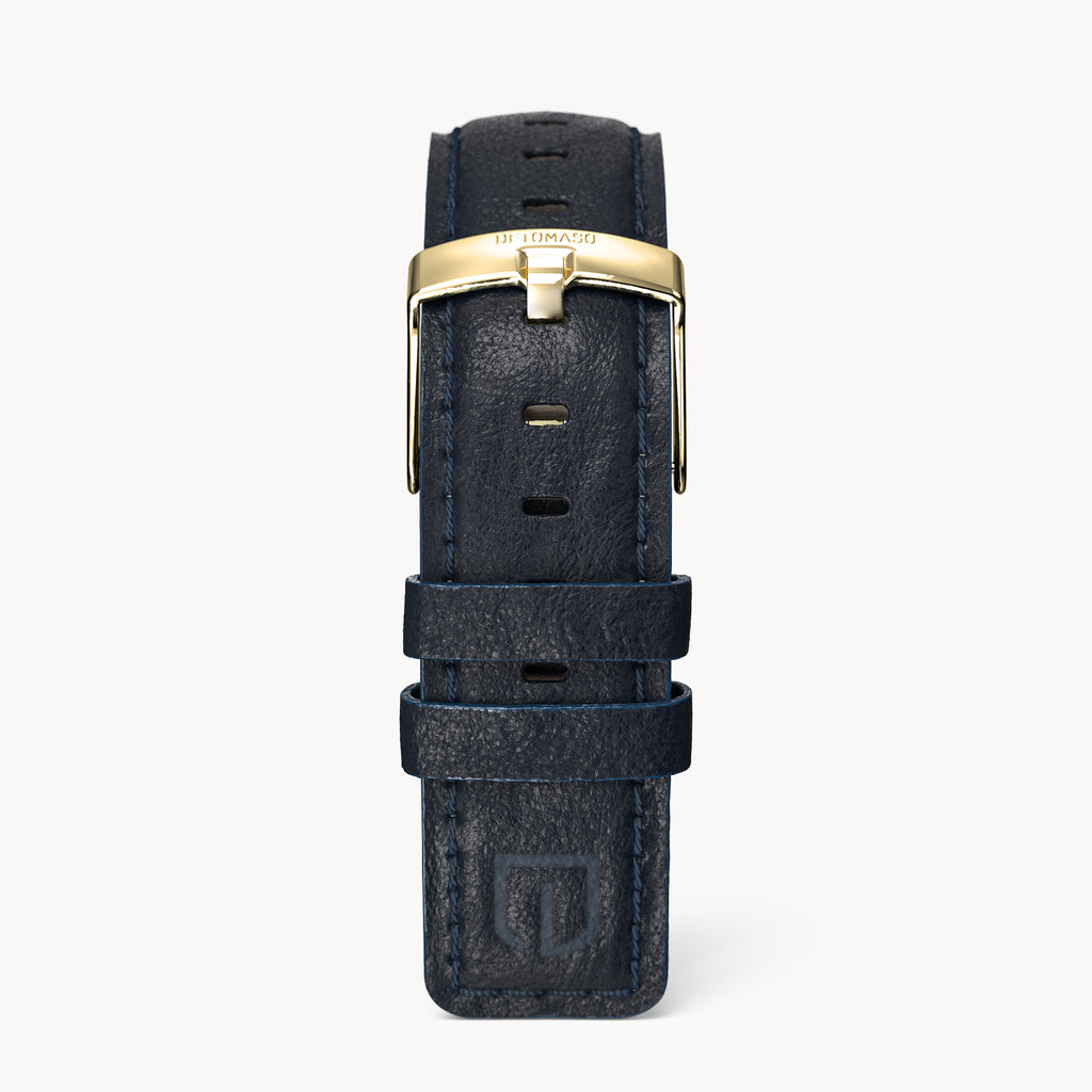 LEATHER STRAP DARK BLUE CLASSIC - Gold glänzend - - Detomaso Watches