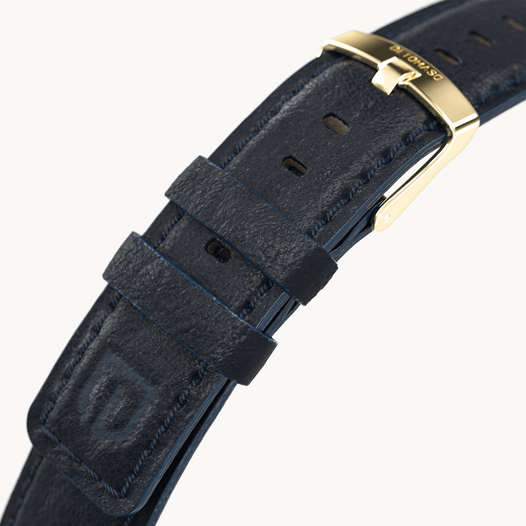 LEATHER STRAP DARK BLUE CLASSIC - Gold glänzend - - Detomaso Watches