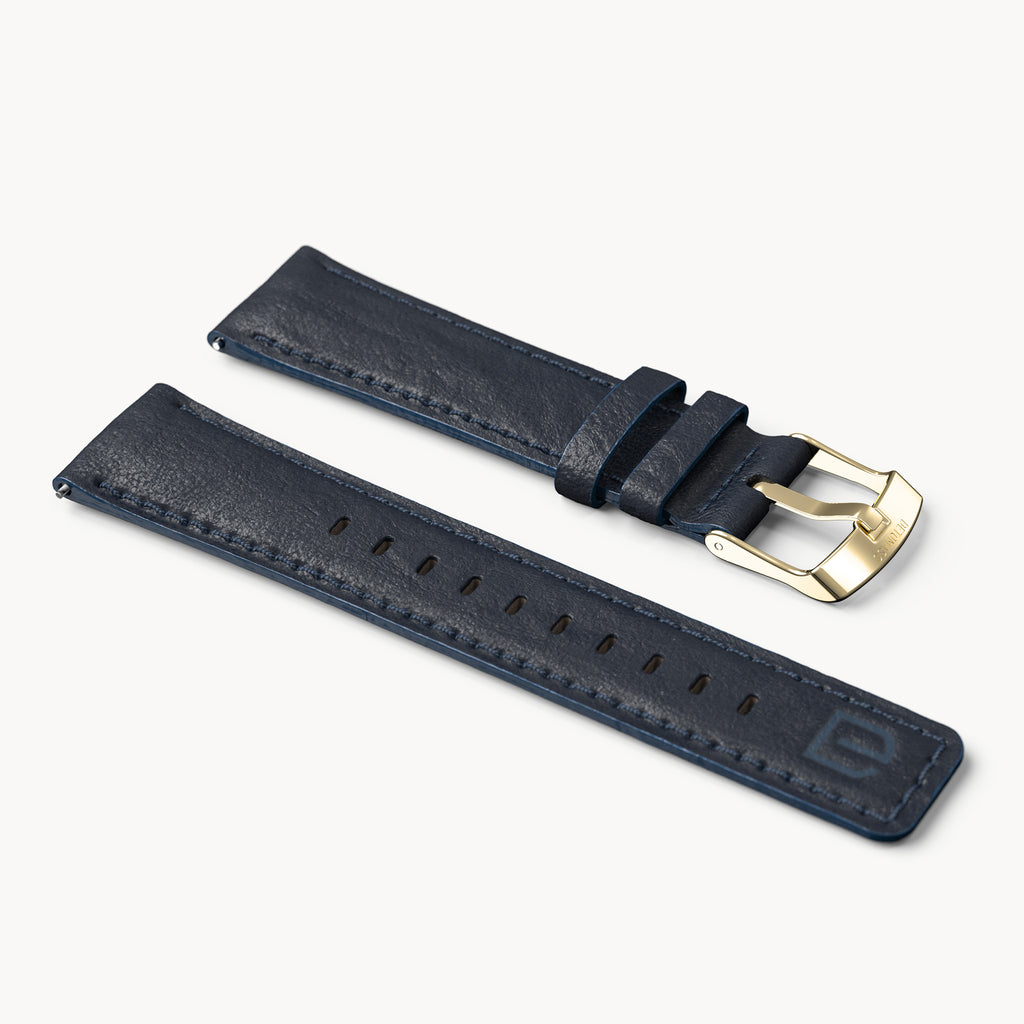 LEATHER STRAP DARK BLUE CLASSIC - Gold glänzend - - Detomaso Watches