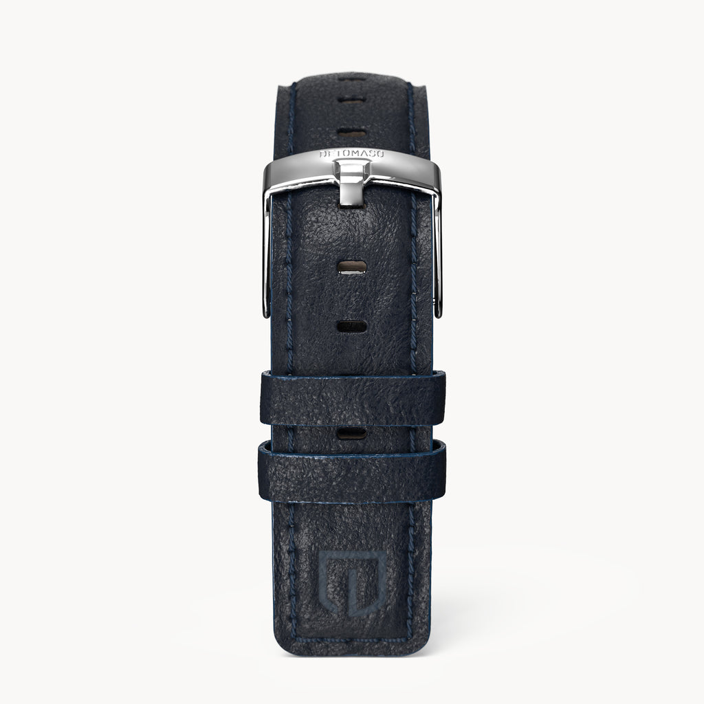 LEATHER STRAP DARK BLUE CLASSIC - Silber glänzend - - Detomaso Watches