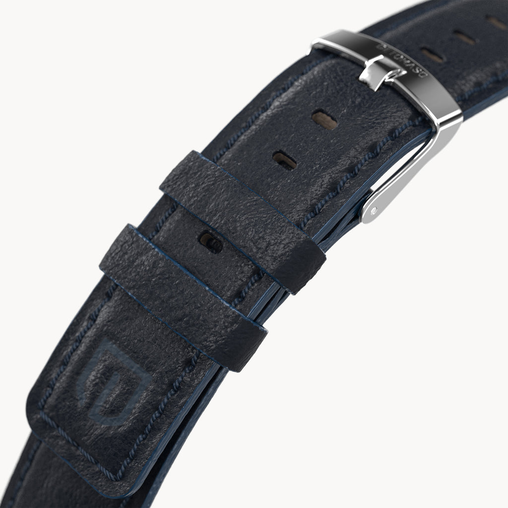 LEATHER STRAP DARK BLUE CLASSIC - Silber glänzend - - Detomaso Watches
