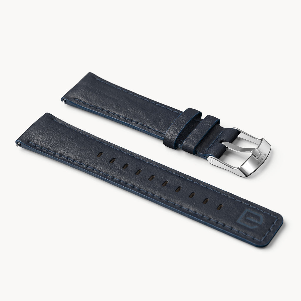 LEATHER STRAP DARK BLUE CLASSIC - Silber glänzend - - Detomaso Watches