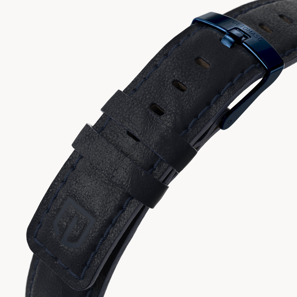 LEATHER STRAP DARK BLUE CLASSIC - Blau glänzend - - Detomaso Watches