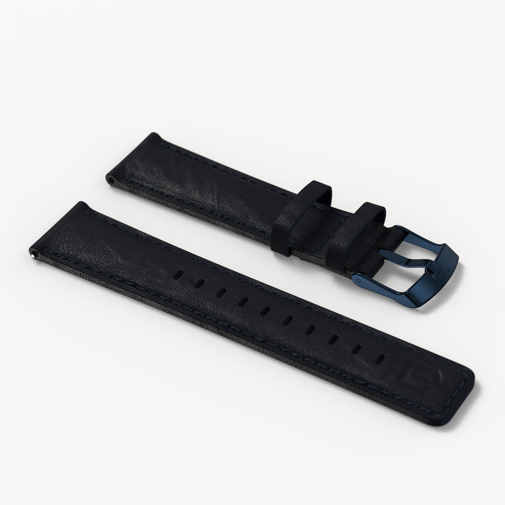 LEATHER STRAP DARK BLUE CLASSIC - Blau glänzend - - Detomaso Watches