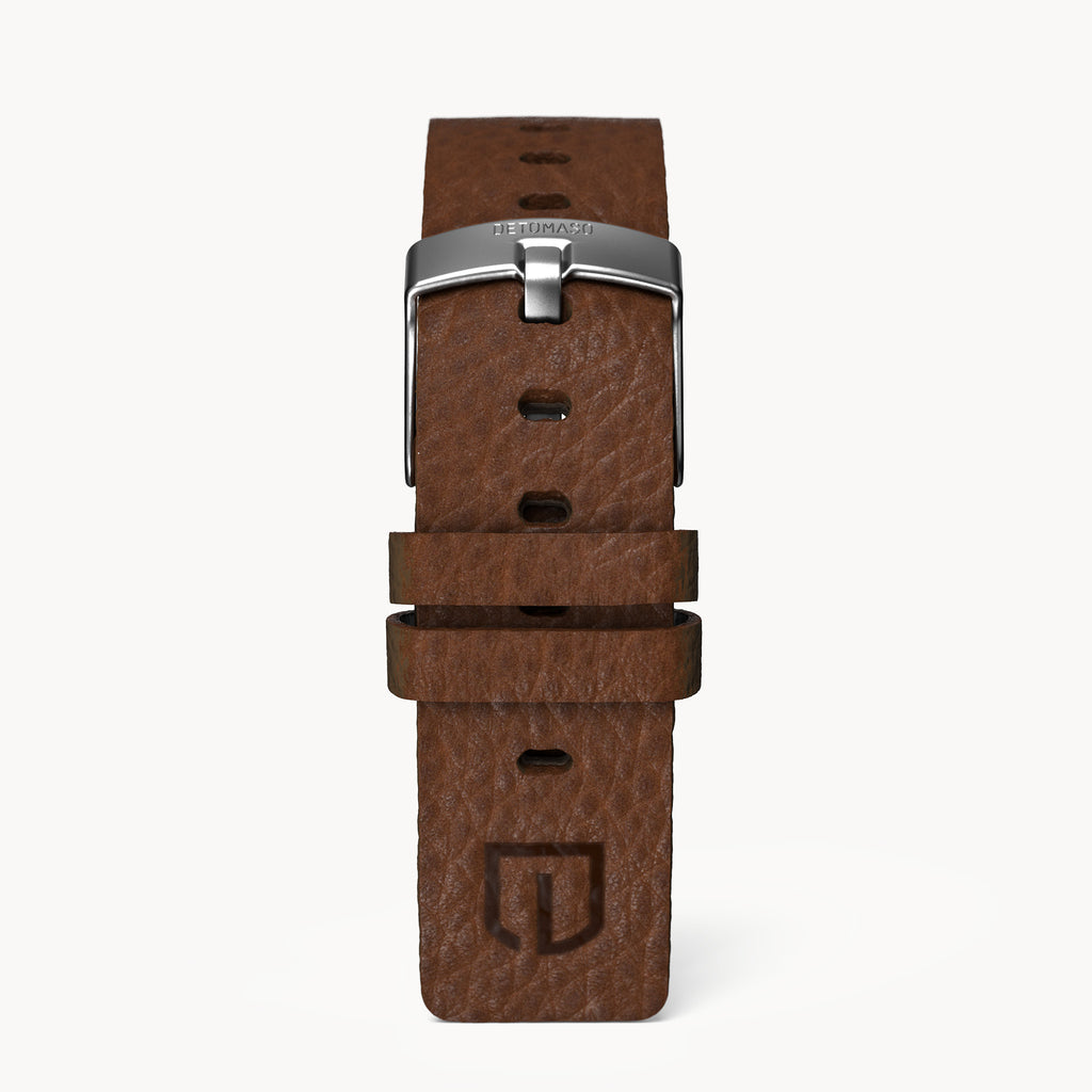 LEATHER STRAP VINTAGE DARK BROWN - Grau matt - - Detomaso Watches