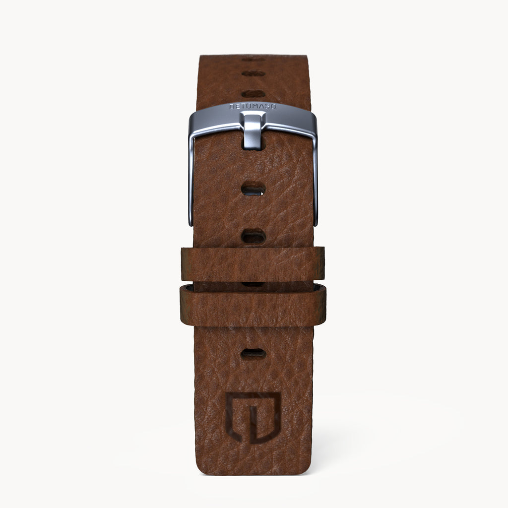 LEATHER STRAP VINTAGE DARK BROWN - Blau matt - - Detomaso Watches