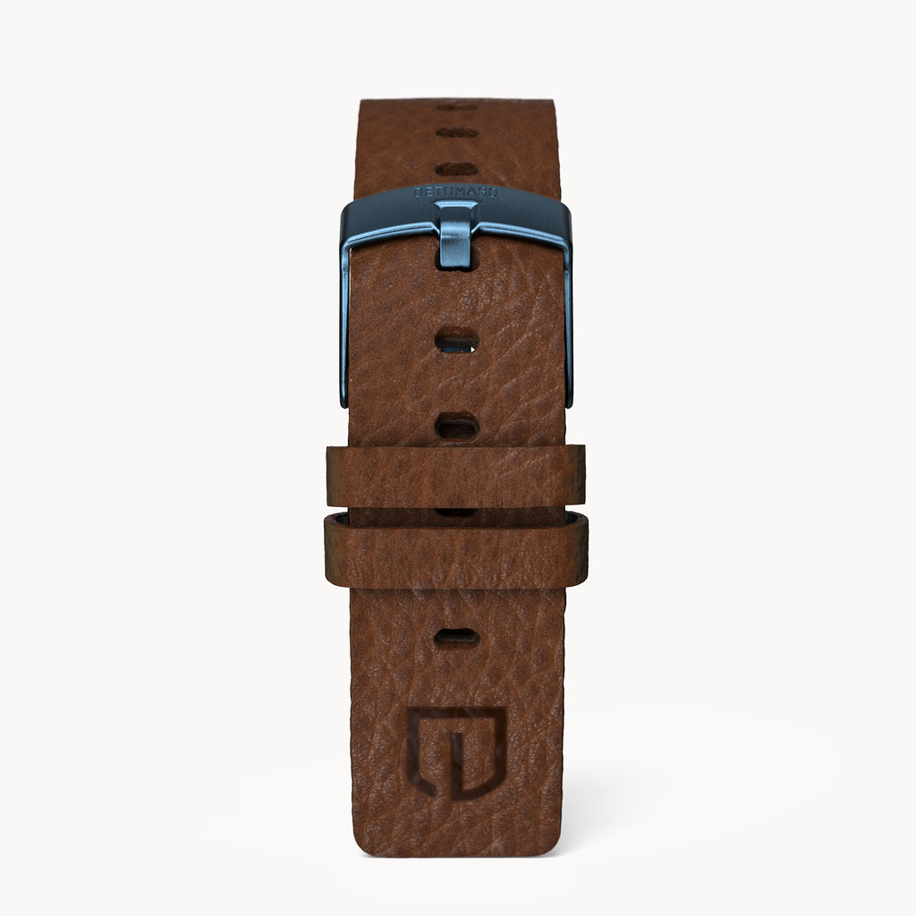 LEATHER STRAP VINTAGE DARK BROWN - Dunkelblau mat - - Detomaso Watches
