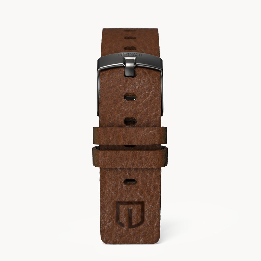 LEATHER STRAP VINTAGE DARK BROWN - Dark Gun matt - - Detomaso Watches