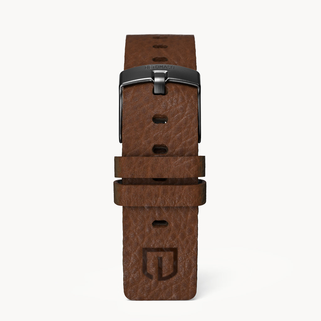 LEATHER STRAP VINTAGE DARK BROWN - Schwarz matt g - - Detomaso Watches