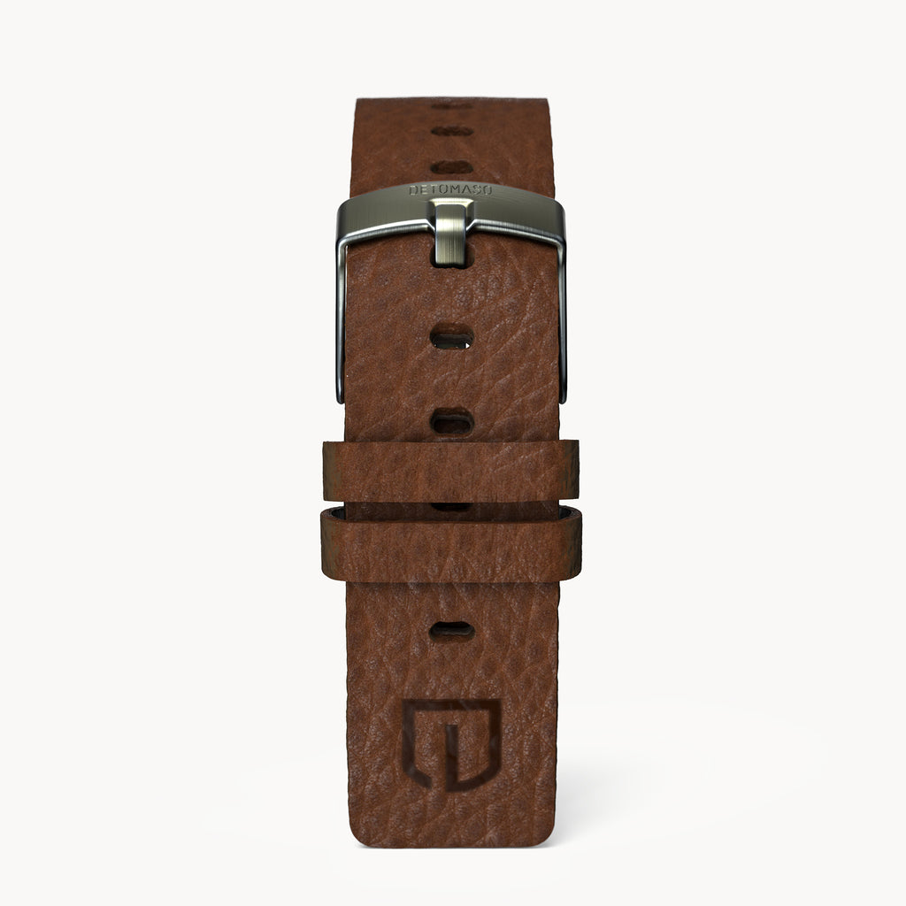 LEATHER STRAP VINTAGE DARK BROWN - Olivgrün matt - - Detomaso Watches