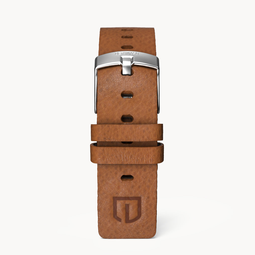 LEATHER STRAP VINTAGE BROWN - Silber matt - - Detomaso Watches