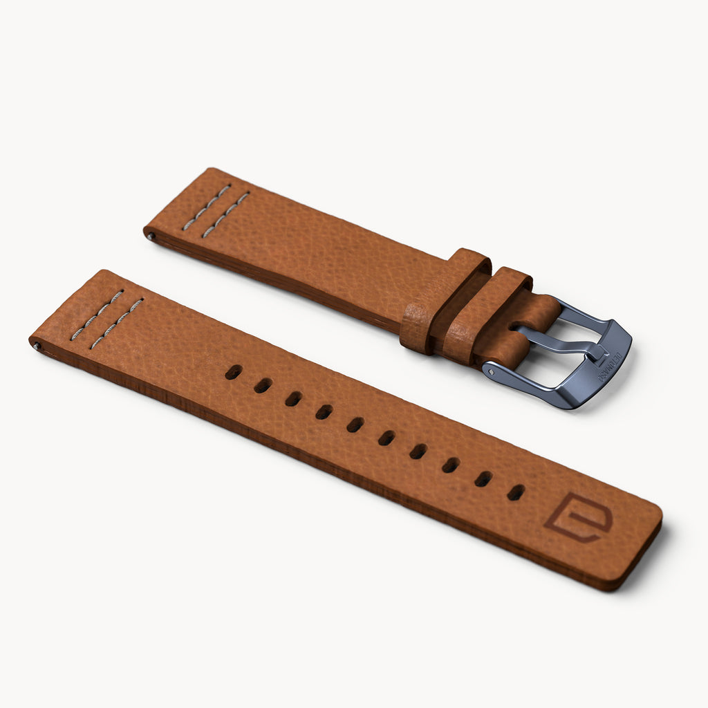 LEATHER STRAP VINTAGE BROWN - Blau matt - - Detomaso Watches