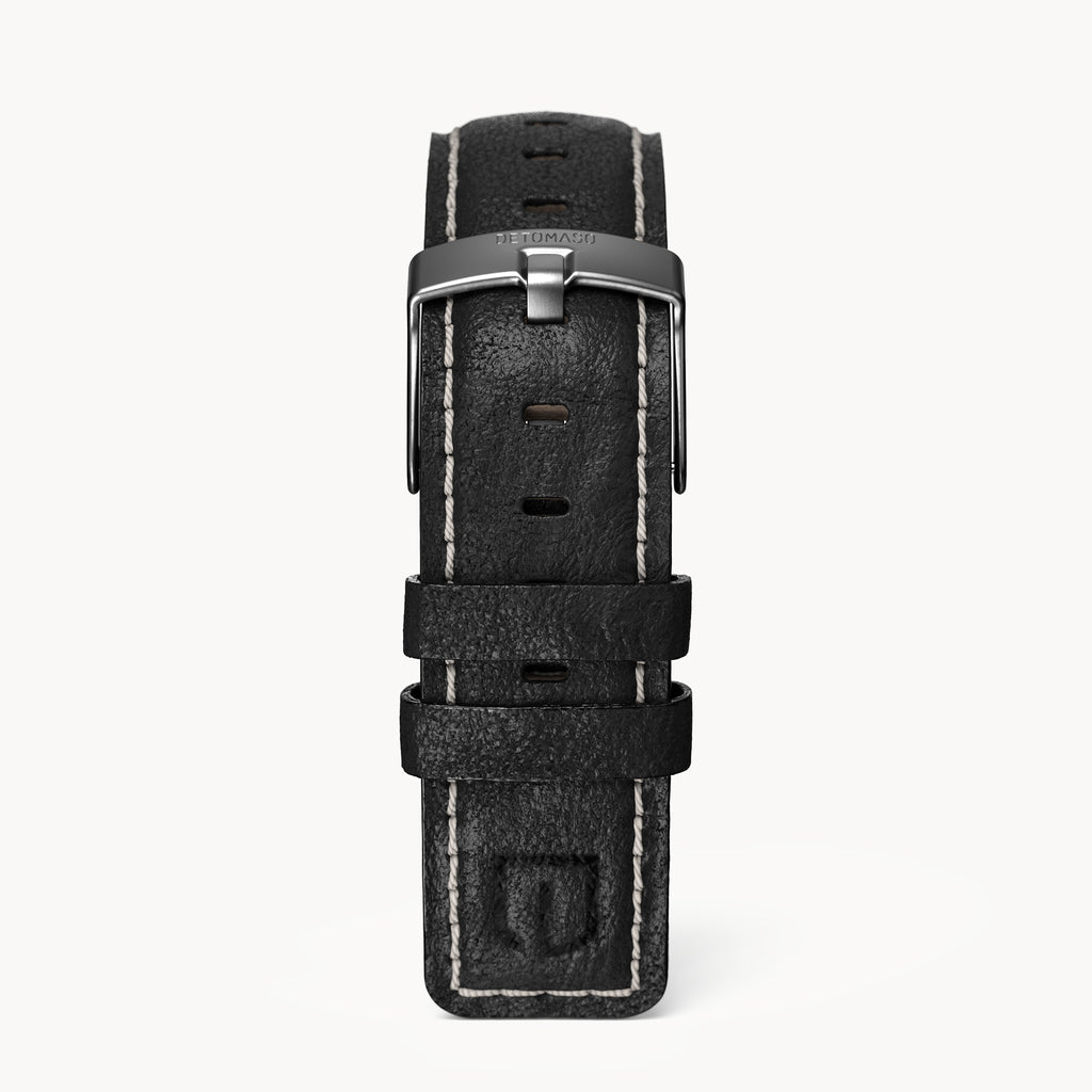 LEATHER STRAP ECRU BLACK - Grau matt - - Detomaso Watches