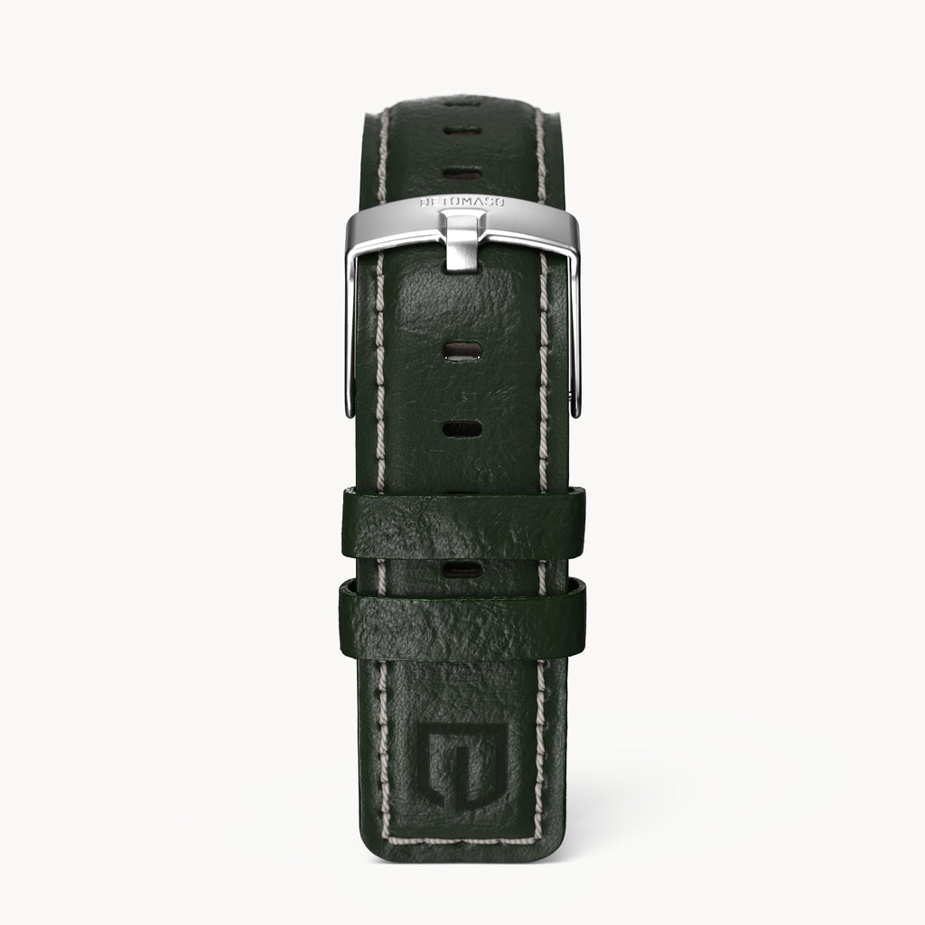 LEATHER STRAP GREEN ECRU - Silber matt - - Detomaso Watches
