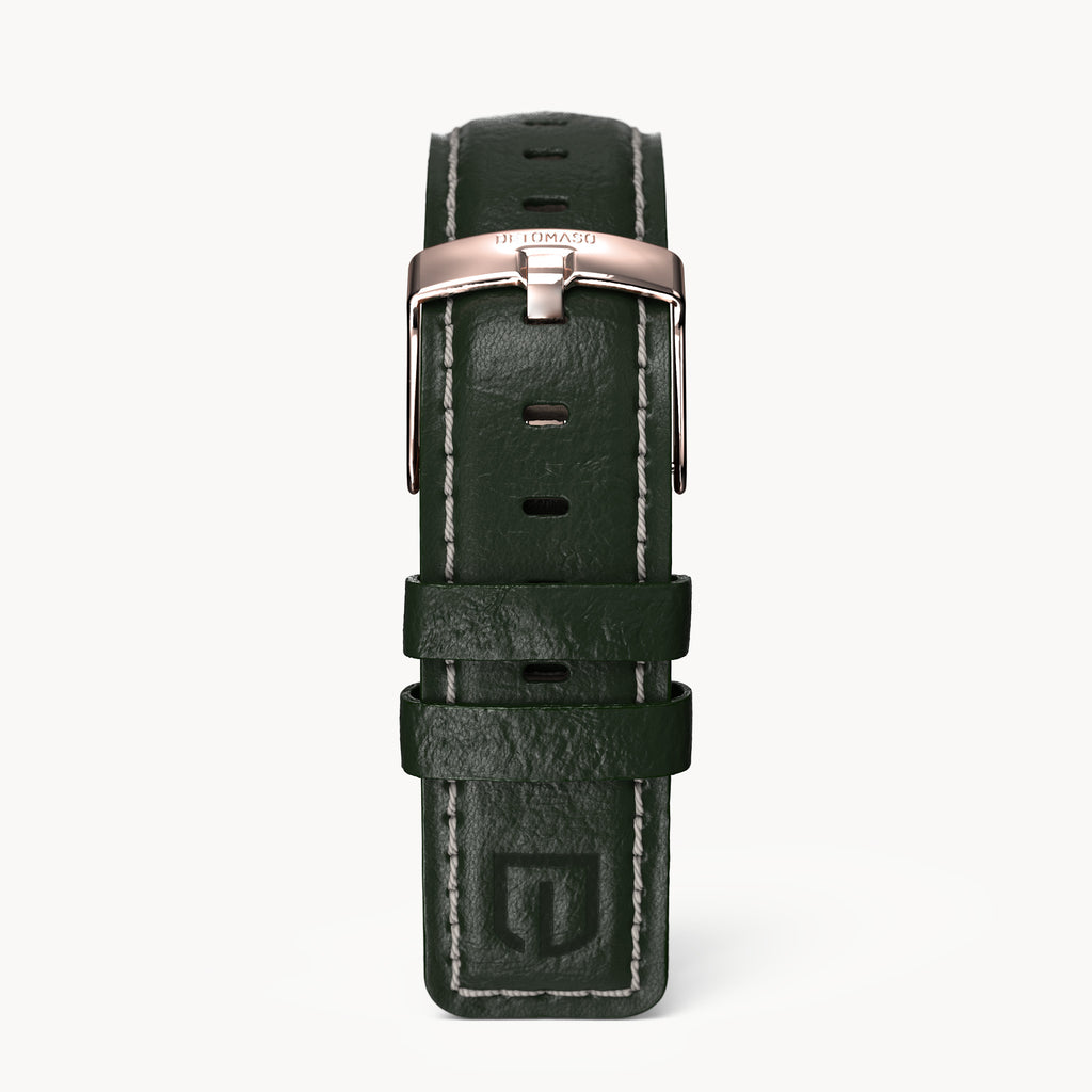 LEATHER STRAP GREEN ECRU - Rosegold glänzend - - Detomaso Watches