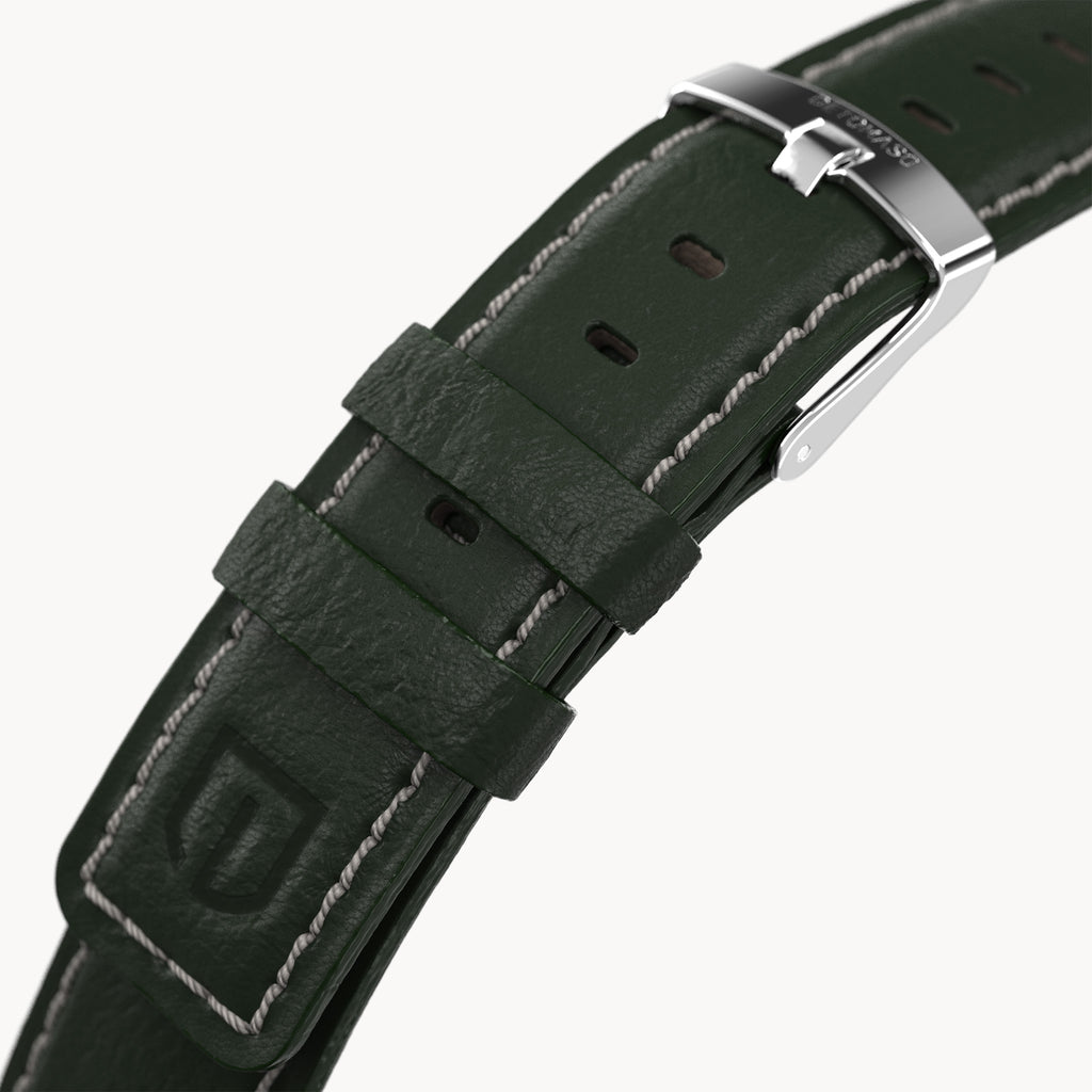 LEATHER STRAP GREEN ECRU - Silber glänzend - - Detomaso Watches