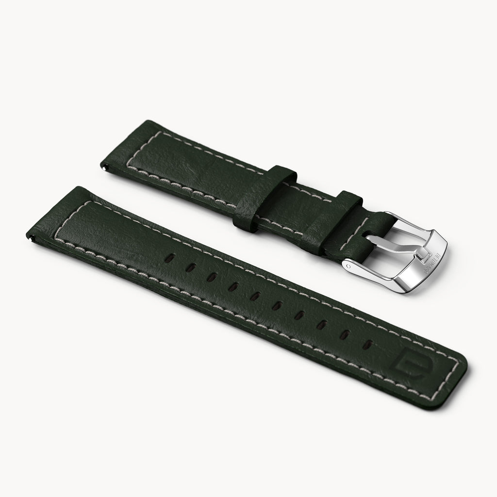 LEATHER STRAP GREEN ECRU - Silber glänzend - - Detomaso Watches