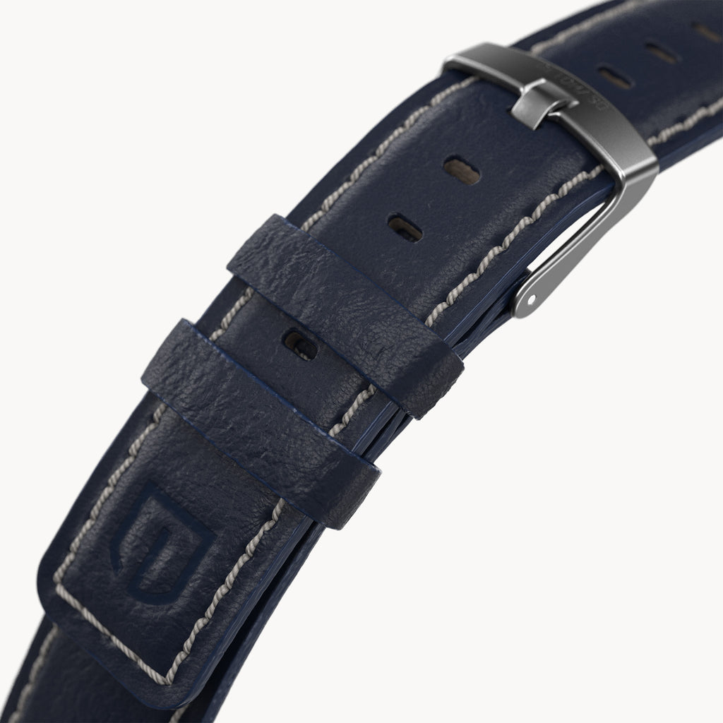 LEATHER STRAP BRIGHT BLUE ECRU - Grau matt - - Detomaso Watches