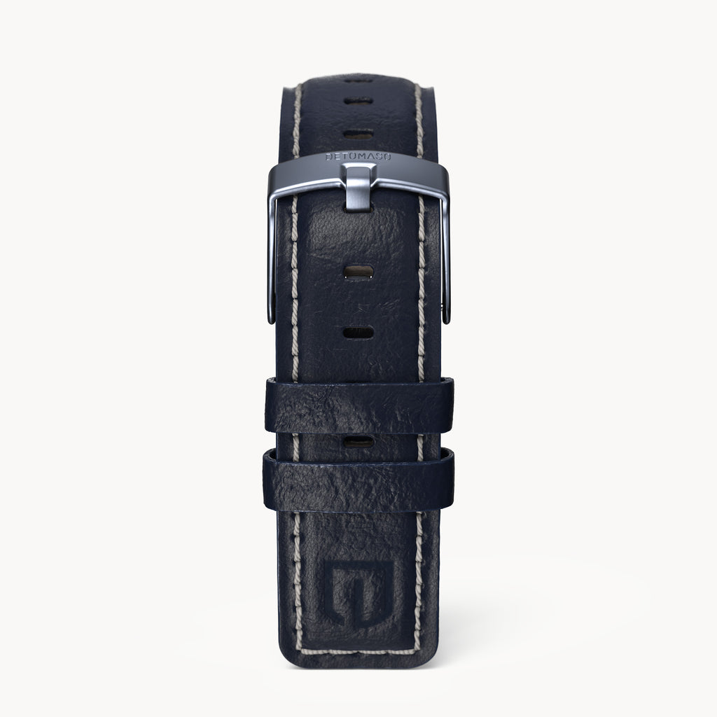 LEATHER STRAP BRIGHT BLUE ECRU - Blau matt - - Detomaso Watches